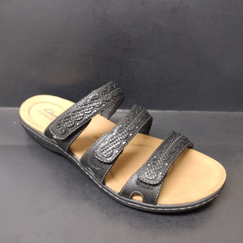 CLARKS - WOMEN'S  LEATHER BLACK SANDALS SIZE : 12 M - Picture 6 of 9